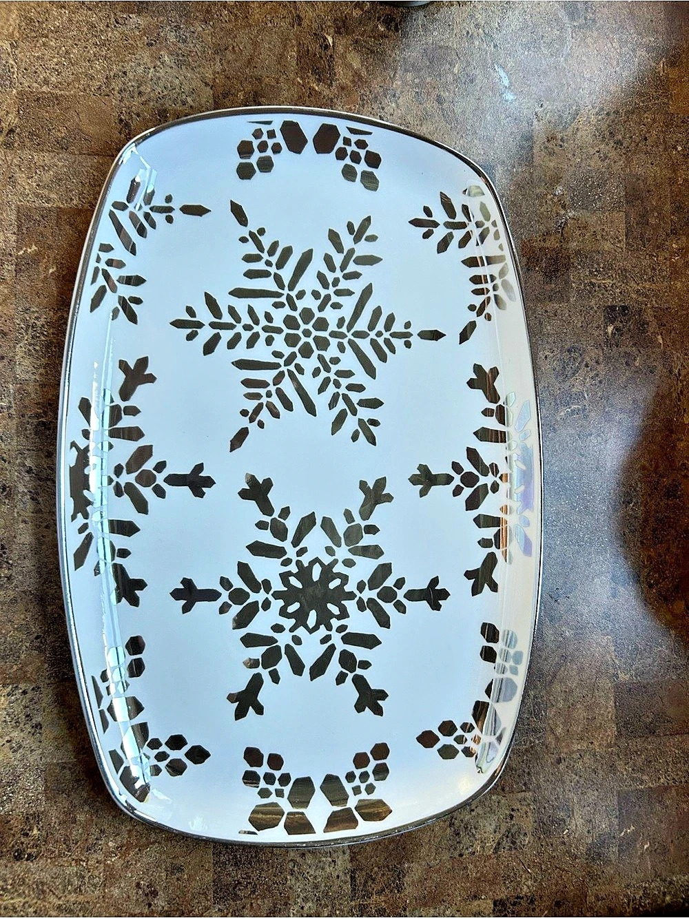Serving Platter in White & silver